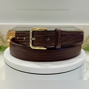 J.G. Hook Lizardskin-Embossed Reddish-Brown Belt, Two-Tone Gold/Silver Buckle 40